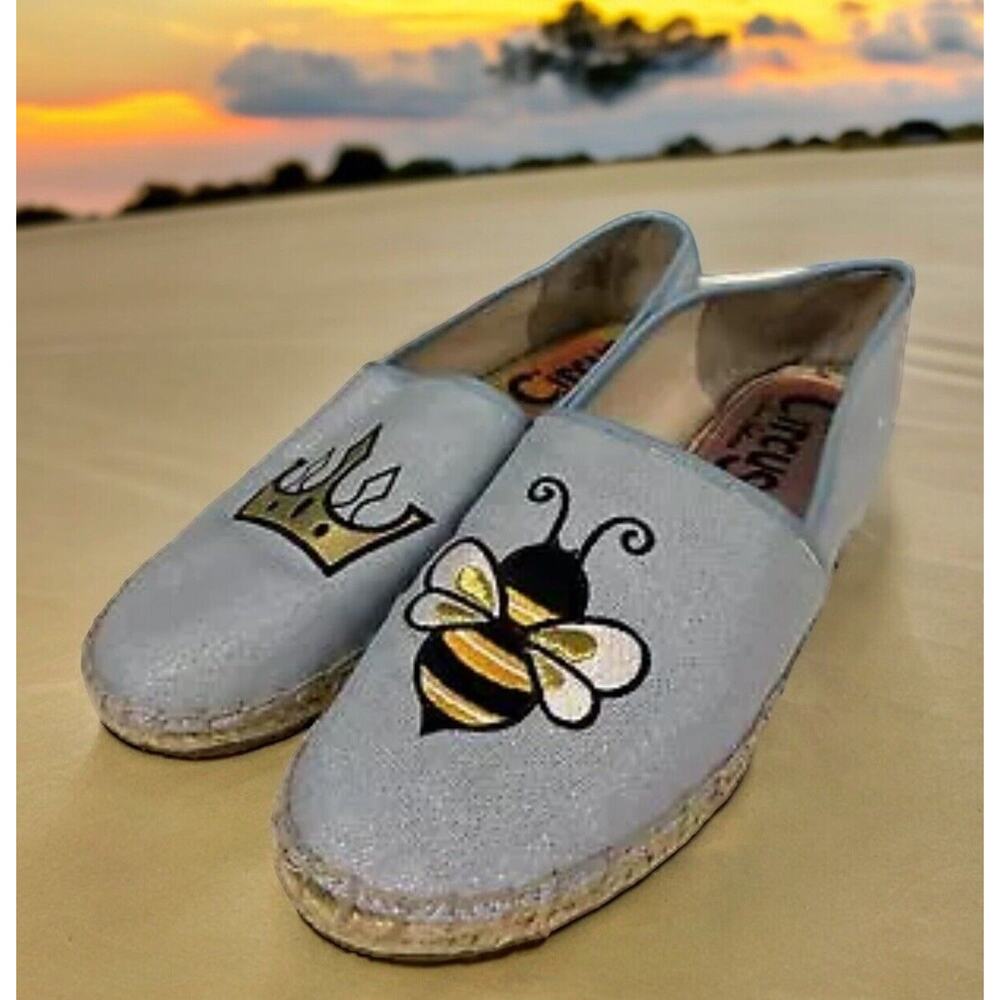 Sam Edelman Circus Womens Shoes Leni Queen Bee Embroidered Espadrille Sz 7.5